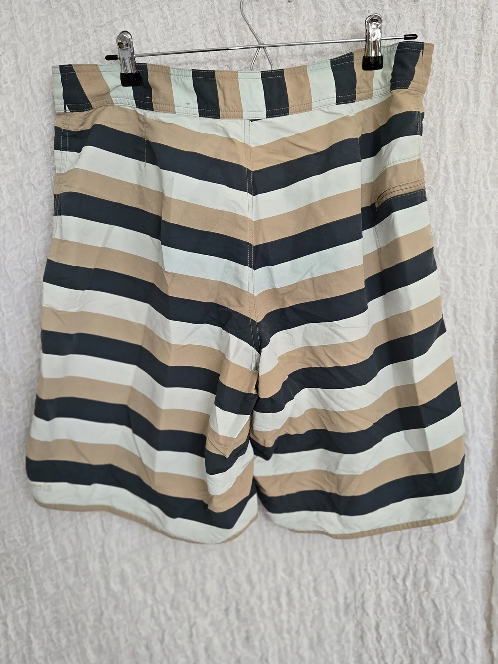 Patagonia Men’s Size 34 Striped Board Shorts in‎ Blue, Beige & White